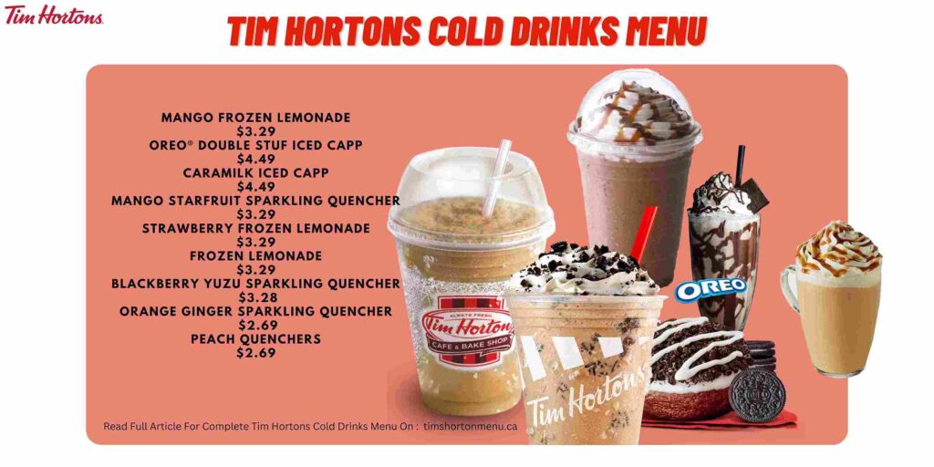 Tim Hortons Cold Drinks Menu